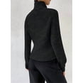 thumbnail image 4 of Sweater for Women High Neck Ribbed Knit Sweater Trendy Clothes Black M, 4 of 8