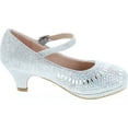 thumbnail image 6 of Link Cassie-28K Girls Rhinestone Platform Peagent Dress Shoes, Silver, 2, 6 of 7