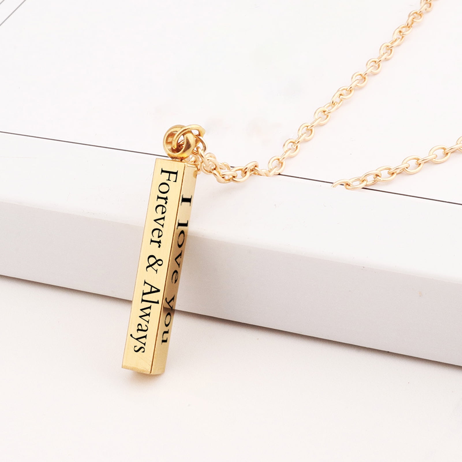 3Pcs harmtty I Love You Letter Print Chain Couple Necklace