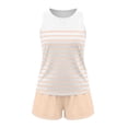 thumbnail image 7 of Mifsaly Womens Short Sets 2 Piece Outfits Summer Athletic Sets Women Striped Tank Tops And Drawstring Waist Shorts Beige,XL, 7 of 7