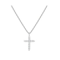 Paris Jewelry 18K White Gold Created Diamond Petite Cross Necklace Jewelry Gift for Women Plated