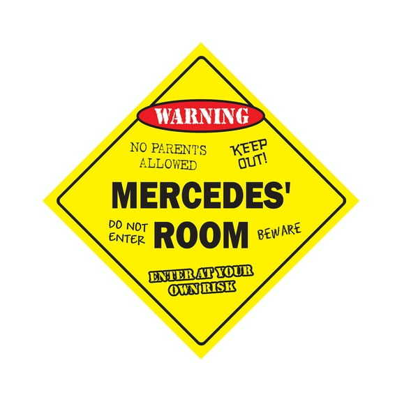 Mercedes' Room Sign Crossing Zone Xing | Indoor/Outdoor | 12" Tall kids bedroom decor door children's name boy girl
