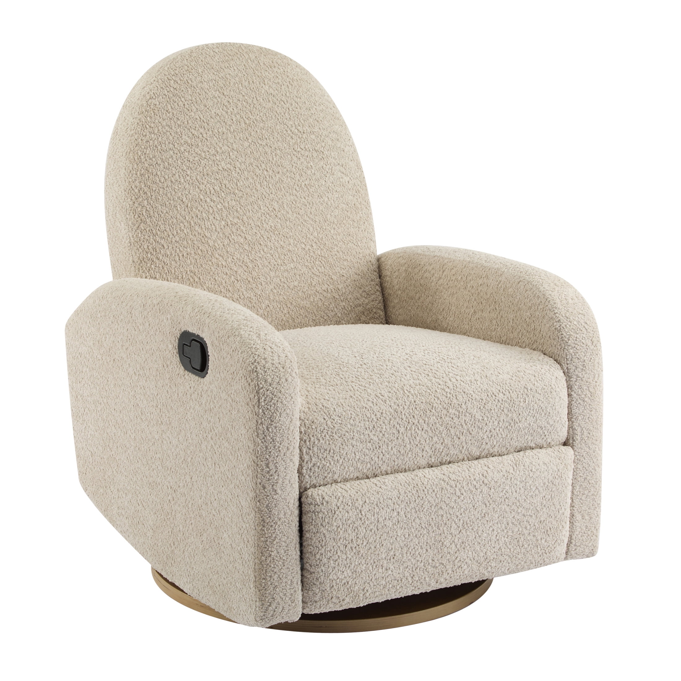 Christopher Knight Home 360° Swivel Glider Recliner Chair, Upholstered Lounge Seat with Solid Wood Base, Almond