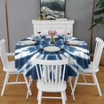 thumbnail image 2 of Blue Tie Dye Flower Mandala Pattern Round Tablecloth 60"x60",Wrinkle Wipeable Table Cloth for Kitchen Dining Room Picnic Patio Party, 2 of 6