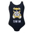 thumbnail image 2 of Baby Girls Fully Lined Funny Bear Prints One-Piece Swimsuit Bathing Suit (Black, 140/6-7 Years), 2 of 5
