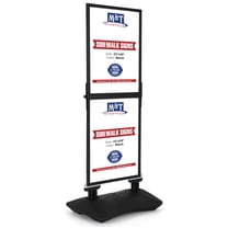 M&T Displays Windpro Slim 2 Tier 22x28 Inch Outdoor Pavement Sidewalk Sign Holder Wind Resistant Double Sided Black Aluminum Easy Top Loading Slide-In Poster Frame HDPE Black Water Base
