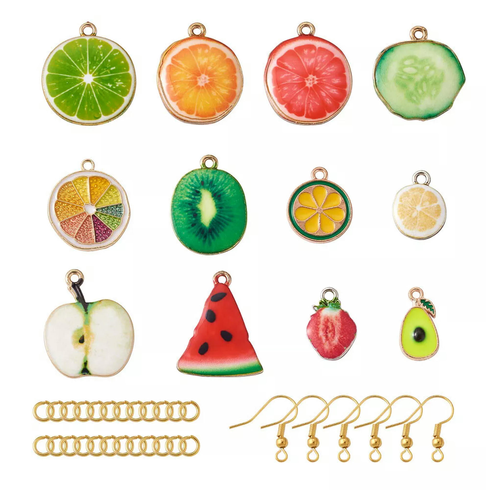 EOEMY 1 Set Diy Fruit Dangle Earrings Making With Pendants &Earring Hooks &Jump Rings