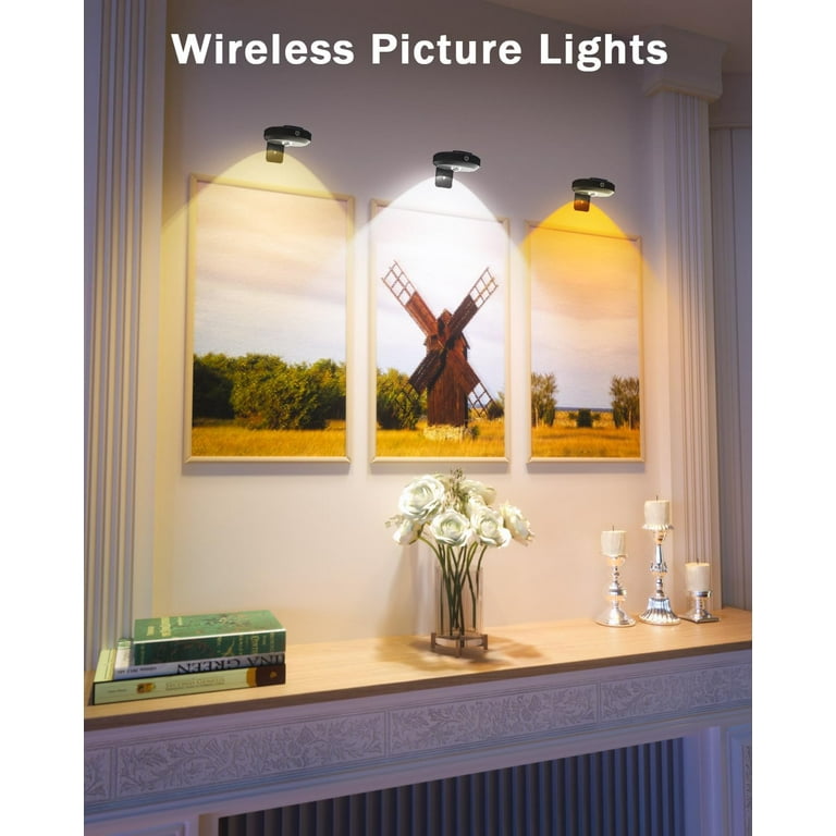HONWELL LED Spot mit Batterie Wireless Deckenstrahler mit Fernbedienung 12 Farben Wechseln dartscheibe beleuchtung Dimmbares wandleuchte mit Drehbar Licht Kopf für Spiegelanstrich Dartscheibe,Weiß