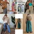 thumbnail image 5 of PUWEI Women's Striped Wide Leg Pants Loose Fit Drawstring Waist Casual Palazzo with Pockets, 5 of 7