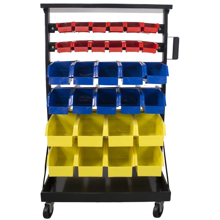 Erie Tools 60 Bin Parts Rack Storage Shop Garage Organizer Nuts Bolts