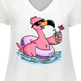 thumbnail image 4 of Inktastic Flamingo with Sunglasses Pool Float and Drink Women's Plus Size V-Neck T-Shirt, 4 of 5