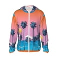 thumbnail image 2 of Uemuo Beach with Palm Trees Pattern Women's Full Zip UPF 50+ Sun Protection Hoodie Jacket Long Sleeve Sun Shirt Hiking Outdoor Performance with Pockets-Medium, 2 of 9