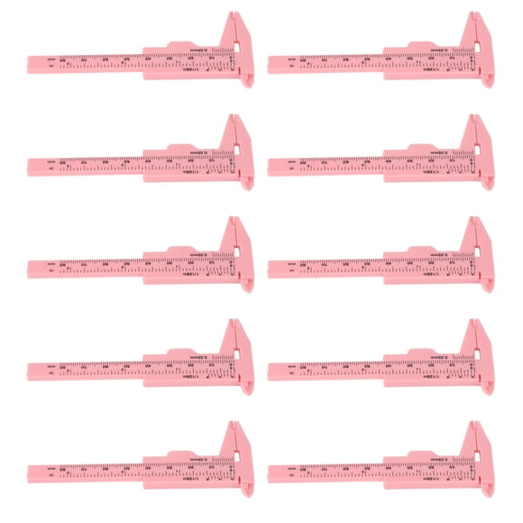 Calibre de Cejas Vernier, Calibre Deslizante 80 mm 10pcs Tatuaje de Cejas Rosa Medicióe de Regla Doble Escala para Salón de Belleza Para Esteticista