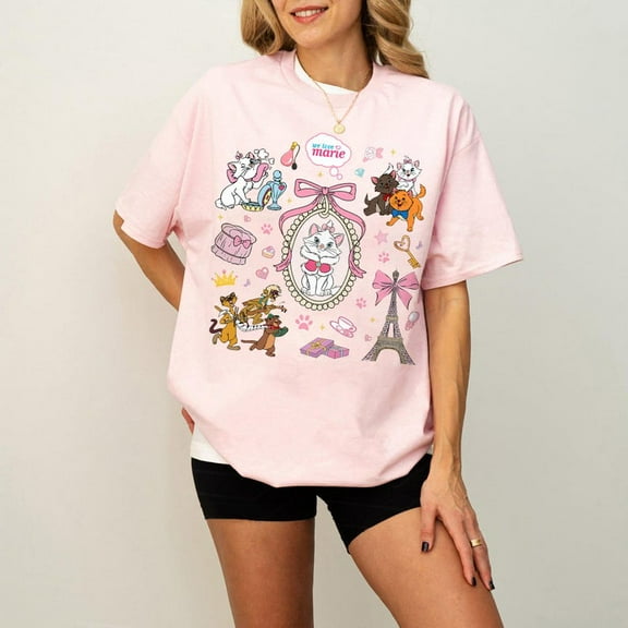 Coquette Bow Watercolor Disney Marie Cat I'm A Lady T-shirt, The Aristocats Tee, Disneyland Girls Trip Tee, Cat Lover, Disneyland Vacation