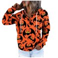 thumbnail image 1 of Sudaderas con capucha informales para mujer, sudadera de manga larga con estampado de Halloween de otoño, jersey con cordón y botones, blusa superior con bolsillo Fridja  fjkfkj5456, 1 of 8