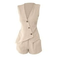 thumbnail image 7 of Endives Women's Shorts Summer Outfits 2 Piece Vacation Short Sets Linen Button Down Matching Sets Vest And Shorts Sets, 7 of 7