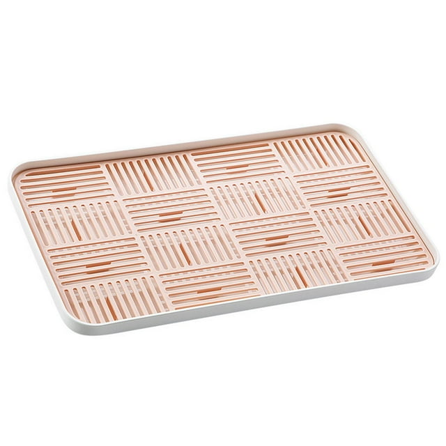 Escurridor de platos para encimera de cocina, bandeja para café, esponjas, dispensadores de jabón, estante no incluido. Rosa Talla L