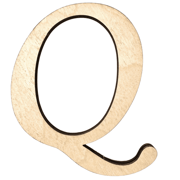12" Tall BIRCH Wood Letter Q | Krafty Supply 1/4" Thick Wooden Letters | Wood Craft Letter | Monotype Font | Fancy Fonts
