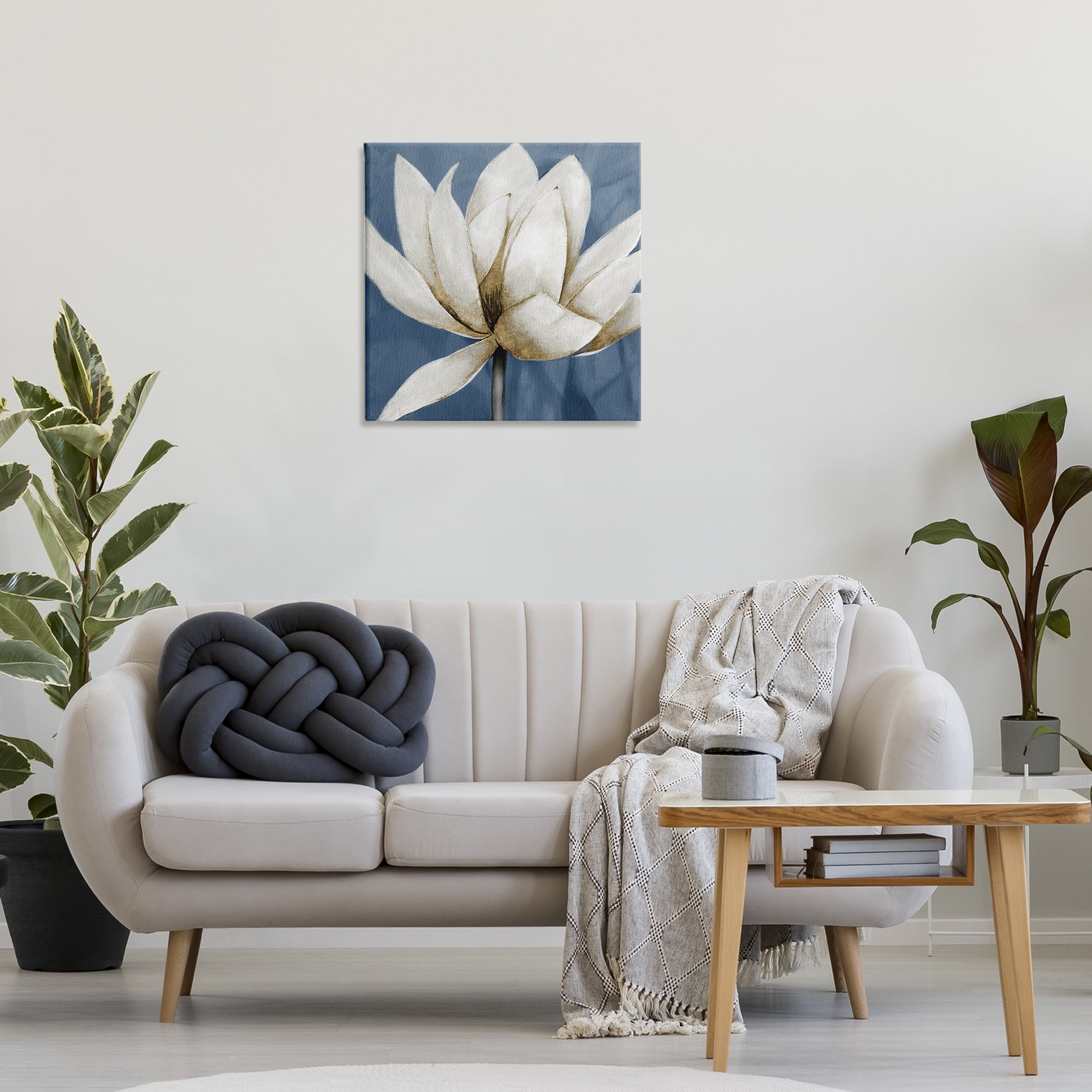 Stupell Industries White Lotus Blooms Botanical & Floral Painting Gallery Wrapped Canvas Art Print Wall Art, 24 x 24