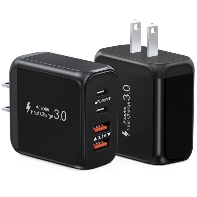 Bloque de cargador USB C Kuewtya de 40 W, paquete de 2, 4 puertos tipo C