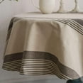 thumbnail image 5 of Brown Burlap Cotton Linen Table Clothes Farmhouse Tablecloth Striped Picnic Table Cover Heavy Fabric Table Top Coffee Kitchen Décor Round 60 inch, 5 of 6