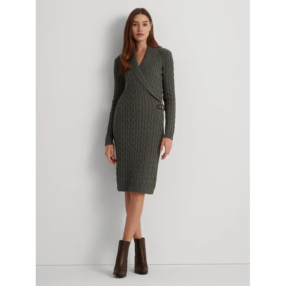 Lauren Ralph Lauren Women's Knitted Regular Fit Dress, Gray Medium