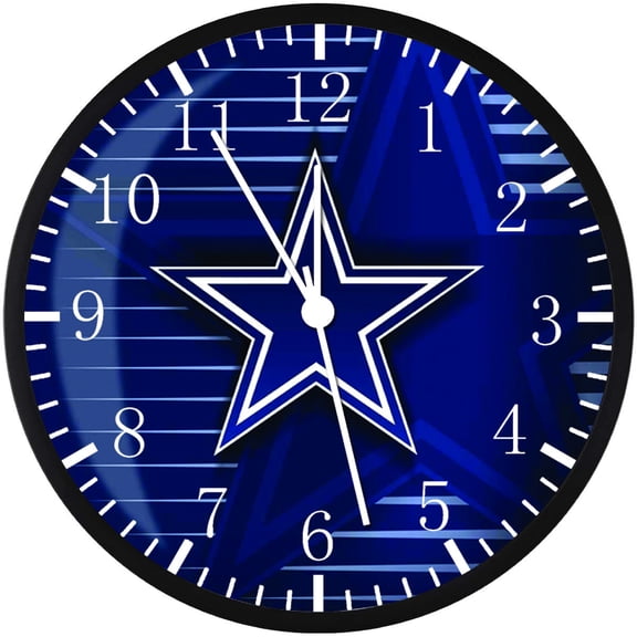 12 Inch Cowboys Wall Clock Non-Ticking Silent Great for Decor and Gifts Z16