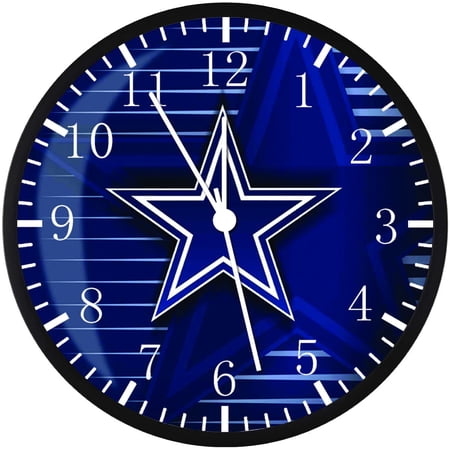 12 Inch Cowboys Wall Clock Non-Ticking Silent Great for Decor and Gifts Z16