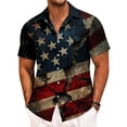 thumbnail image 2 of Ankishi Flag Button Up Shirt Men Star Flag Short Sleeve Summer Patriotic Shirt Holiday Tops for Memorial Day, 2 of 5