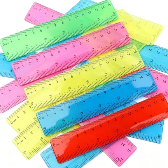 30 Pcs Rulers Plastic Ruler Colorful Straight Rulers Flexible Rulers Clear Ruler Transparent Rulers Bulk 6 inch/15 cm Rulers for Drafting Measuring Office Supplies,Topboutique