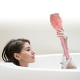 thumbnail image 3 of 1 Pcs Body Bath Brush Back Scrubber Loofah Shower with Long Handle for Skin Exfoliating PP Mesh Pink, 3 of 7