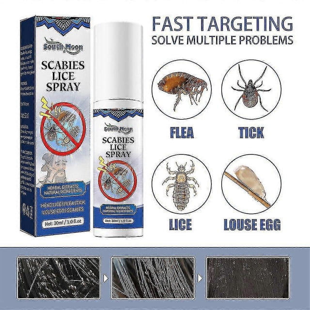 Spray para eliminar piojos de la cabeza South Moon de buena calidad, elimina piojos y pulgas, elimina huevos de piojos y piojos púbicos | |