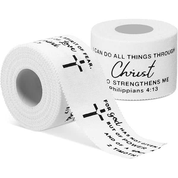 wonima44 Geiserailie 2 Pcs Cross Tape Christian Athletic Tape Sports Wrist 1.5 in x 25ft Jesus Cotton Religious Bible Verse for Gymnastics First Aid Injury Soccer Football Baseball Boxing Church Gifts
