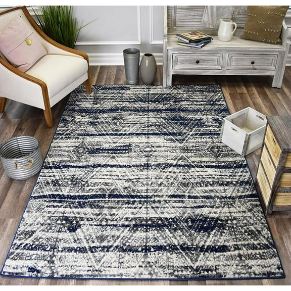 Rugs America Marrakesh Collection Indigo MK20A Vintage Transitional Area Rug 8' x 10'