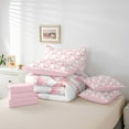 thumbnail image 4 of Erosebridal Pink Kawaii Bow Twin Comforter Set 7 Piece Cute Ribbon Bow Bedding Set Teen Room Decor,Geometric Bowknot Bed In A Bag Soft Lightweight Bed Set, 4 of 5