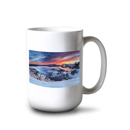 

15 fl oz Ceramic Mug Crater Lake National Park Oregon Snow Scene Dishwasher & Microwave Safe