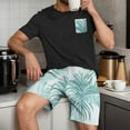 thumbnail image 2 of cllios Men's Pajama Sets 2-piece Lounge Sleep Sets Soft Comfy Sleepwear Men Short Sleeves Shirts and Shorts Pjs Set with Pocket, 2 of 7