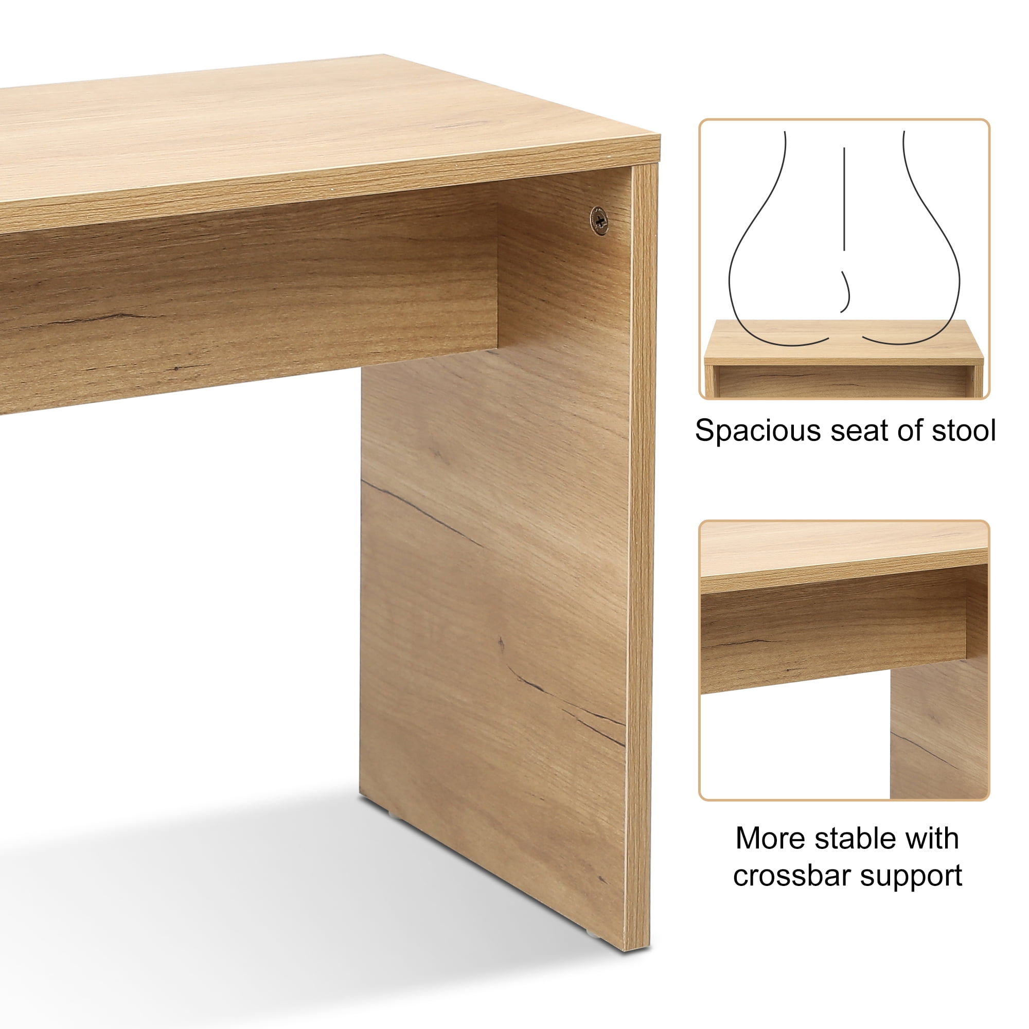 Spaco Makeup Table with LED Lighting Mirror, Makeup Vanity Desk with Modern Wood Cosmetic Table Chest of Drawers, Nature Spaco Makeup Table with LED Lighting Mirror, Makeup Vanity Desk with Modern Wood Cosmetic Table Chest of Drawers, Nature