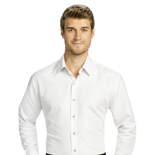 Formal Shirts Luxe Microfiber Men’s Fitted Point Collar Dress Shirt Style Vince White