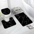 Abstract Grey Marble Bath Mat Set Gold Crackle Pattern Modern Flannel