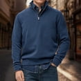 thumbnail image 2 of Migroa Essential Men's Quarter-Zip Sweatshirt -Solid Color Stand-Up Collar Design, Multiple Color Options, Premium Casual Wear Under $20, Navy L, 2 of 4