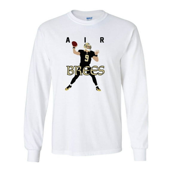 LONG SLEEVE WHITE Saints Drew Brees AIR PIC T-shirt ADULT