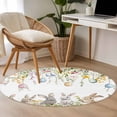 thumbnail image 5 of Round Area Rug 4ft, Watercolor Easter Egg Rabbit on White Non-Shedding Washable Area Rug, Spring Flower Leaf Non Slip Low-Profile Circle Rugs for Living Room, Bedroom Dining Room, 5 of 9