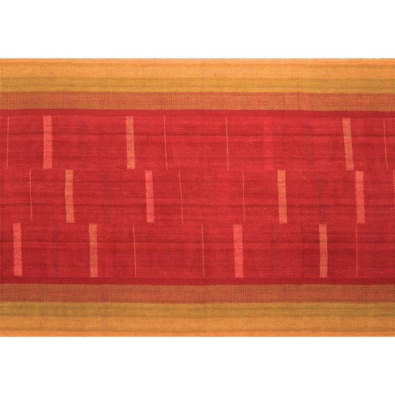 Ahgly Company Indoor Rectangle Abstract Orange Contemporary Area Rugs, 5' x 7'
