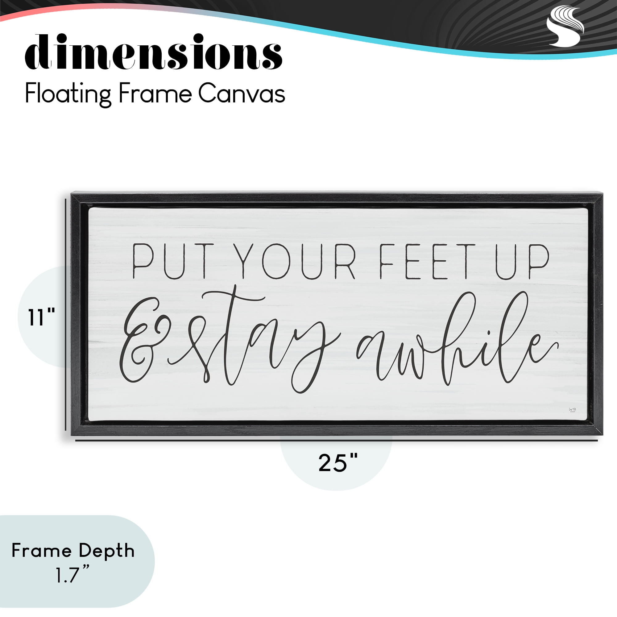 Stupell Industries Put Your Feet Up Black Framed Floater Canvas Wall Art, design by Lux + Me Designs