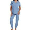 thumbnail image 3 of LSLJS Scrubs for Women Sets Nursing Uniform Stretch V-Neck Top Elastic Waist Jogger Pants, Soft Scrub Sets Solid Workwear, S-2XL, 3 of 4