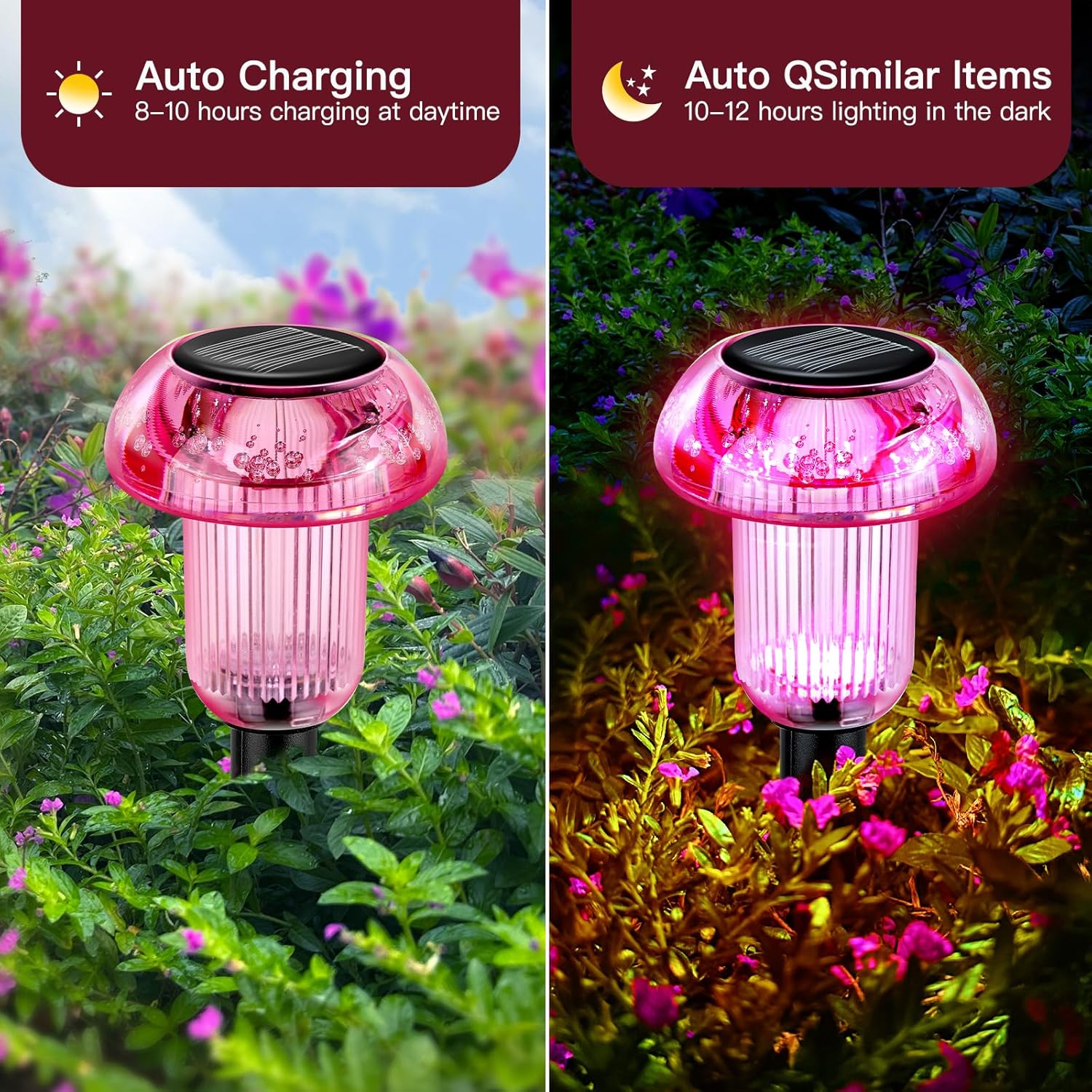 Mushroom Solar Lights Outdoor 8 Pack Halloween Decorations LED Landscape Lighting Waterproof Garden Stake Lights, Solar Landscape Lights for Outside Yard, Garden, Landscape, Path, Patio