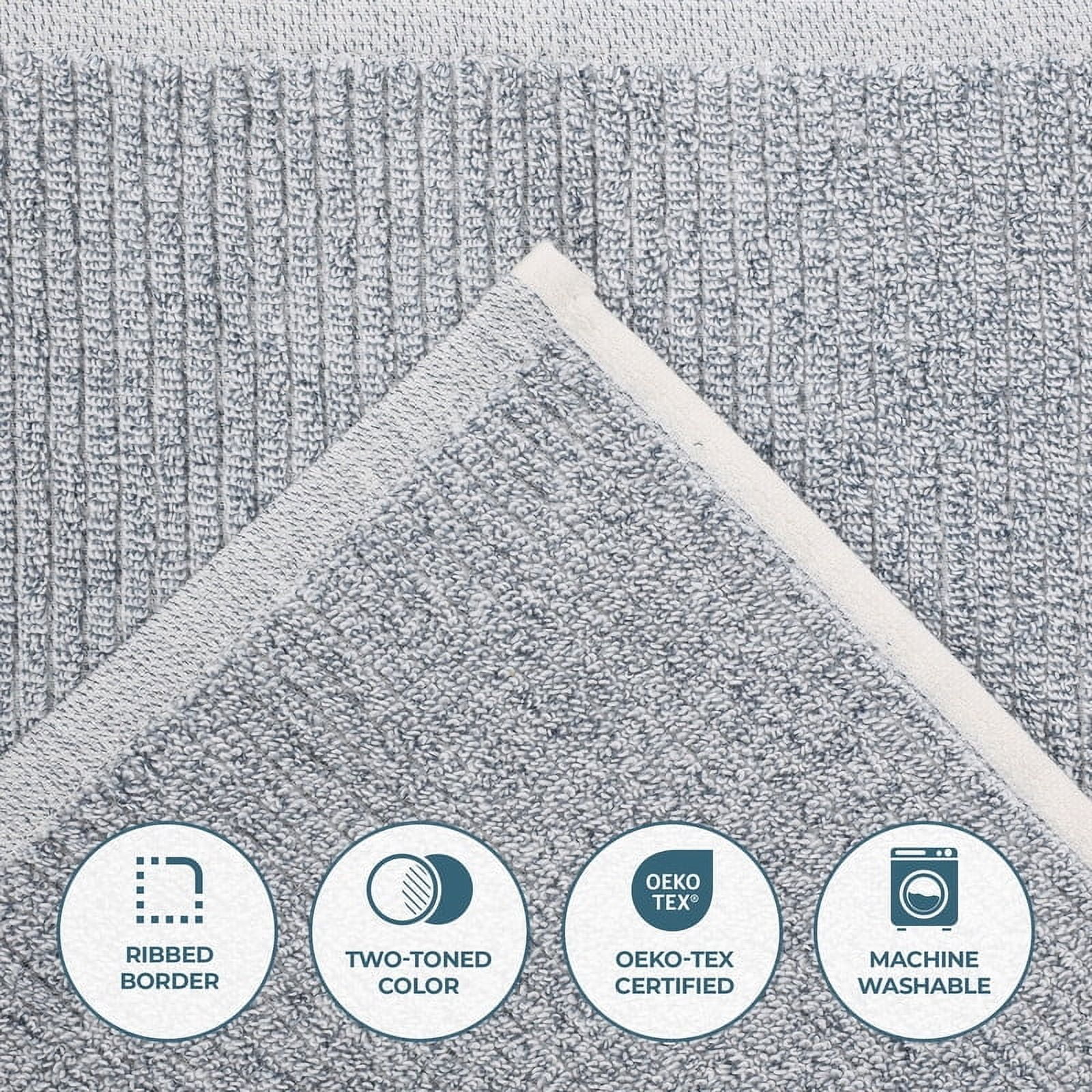 Superior Destin Viscose 6 Piece Cotton Blend Towel Set, Medium Weight Soft Towels, Denim Blue