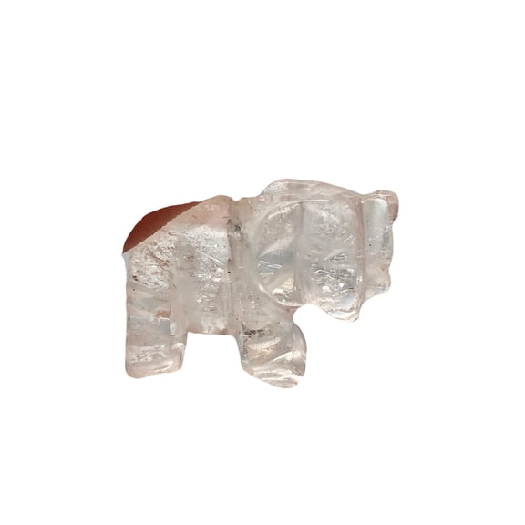 Wild Hand Carved Clear Quartz Elephant Figurine | 20x15x7mm | Clear | 1 Figurine