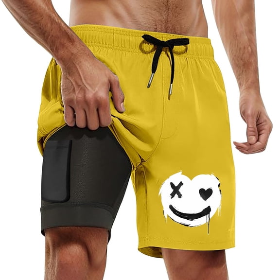 Letdown Mens Swim Trunks with Compression Liner 9 Inch Inseam Swim Shorts Swimming Swim Board Shorts for Men with Pockets